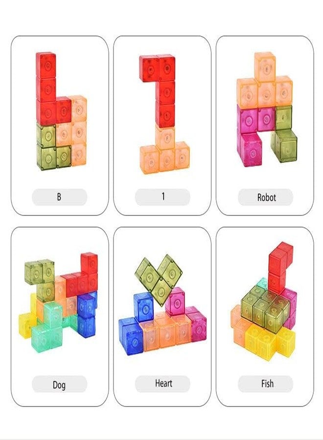 Qwick Click Magnetic Cube Building Blocks for Kids, 7 Multi Shapes DIY Puzzle Toy Set, Educational STEM Learning Construction Kit, Stress Relief & Creative Play Toy for Children & Adults - Image 4